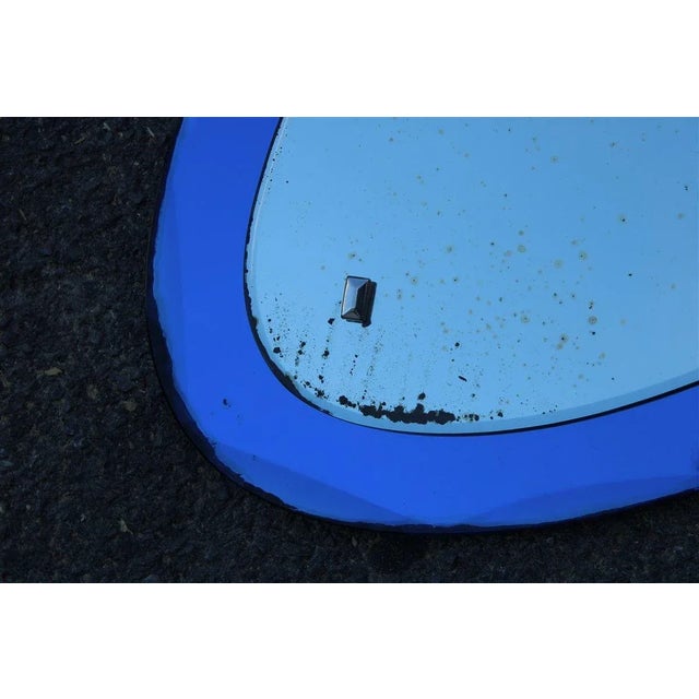 Italian Oval Cobalt Blue Mirror from Veca, 1960s For Sale - Image 6 of 9