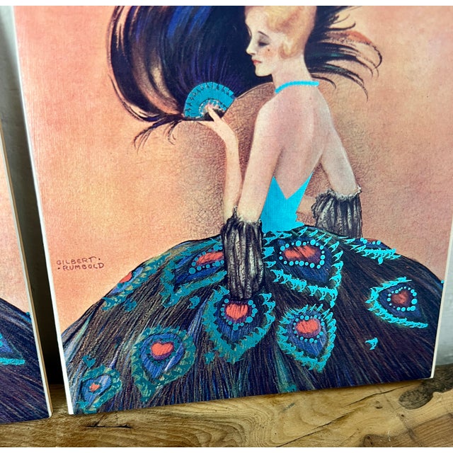 Art Deco Decorative Tiles with Madame Peacock by Gilbert Rumbold, 1980s, Set of 2 For Sale - Image 11 of 13