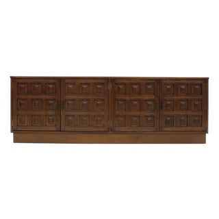 Vintage Spanish Brutalist Credenza, 1970s For Sale