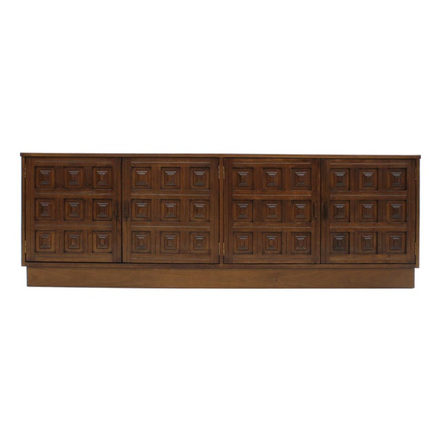 Vintage Spanish Brutalist Credenza, 1970s For Sale