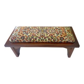 Antique Arts & Crafts Style Needlepoint Footstool For Sale