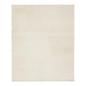 2020s Modern Beige Moroccan Style Wool Rug With Geometric Motif