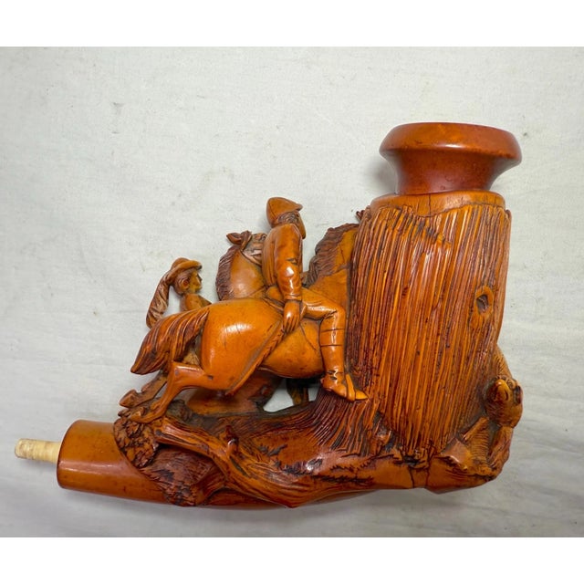 Ceramic Huge Antique 19th Century Hand Carved Man Lady Horse Dog Meerschaum Smoking Pipe For Sale - Image 7 of 16