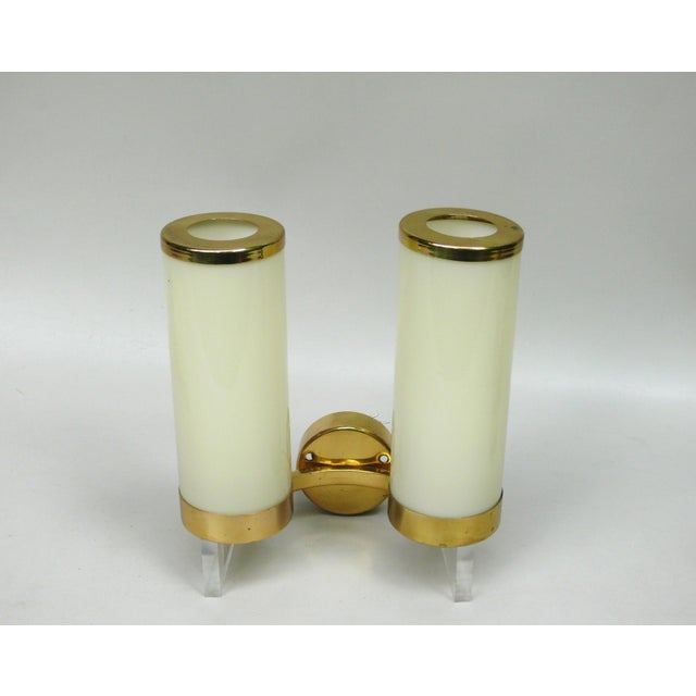 1930s Bauhaus Minimalist Wall Lights in Brass and Glass Cylinder, 1930s, Set of 2 For Sale - Image 5 of 18