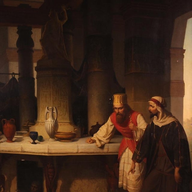 Carlo De Notaris, The Prophet Daniel Reveals the Deceit of the Priests of Baal to Cyrus, 1880, Oil on Canvas For Sale - Image 4 of 16