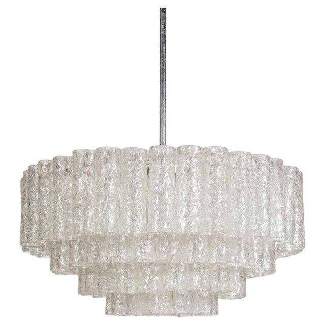 Large Iced Glass Tube Chandelier from Doria, 1960s For Sale - Image 12 of 12