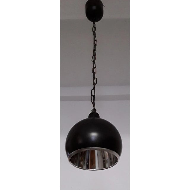 Vintage Pendant Lamp in Black Painted Metal, 1970s For Sale - Image 4 of 5