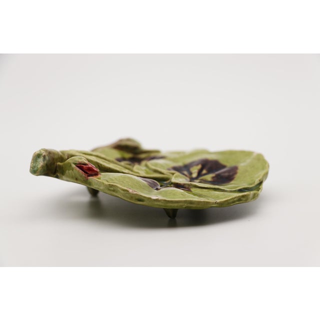 19th Century Poppies Trompe l'Oeil Pin Dish Jewelry Dish, Earthenware, Portuguese For Sale - Image 5 of 12