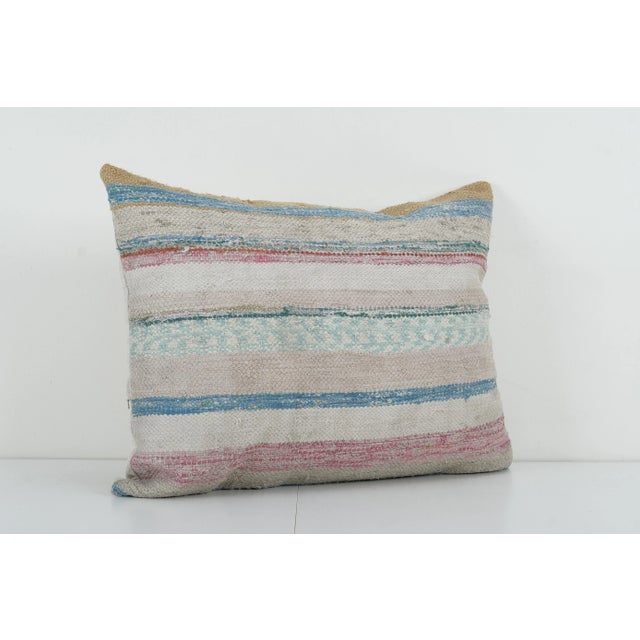 Mid-Century Modern Striped Design Turkish Anatolian Kilim Pillow Cover For Sale - Image 3 of 4