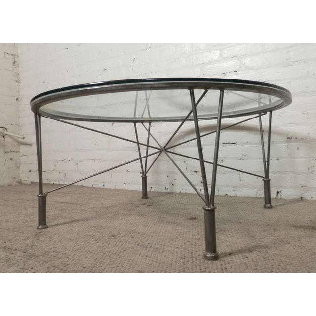 Metal Table w/ Glass Top For Sale - Image 5 of 5