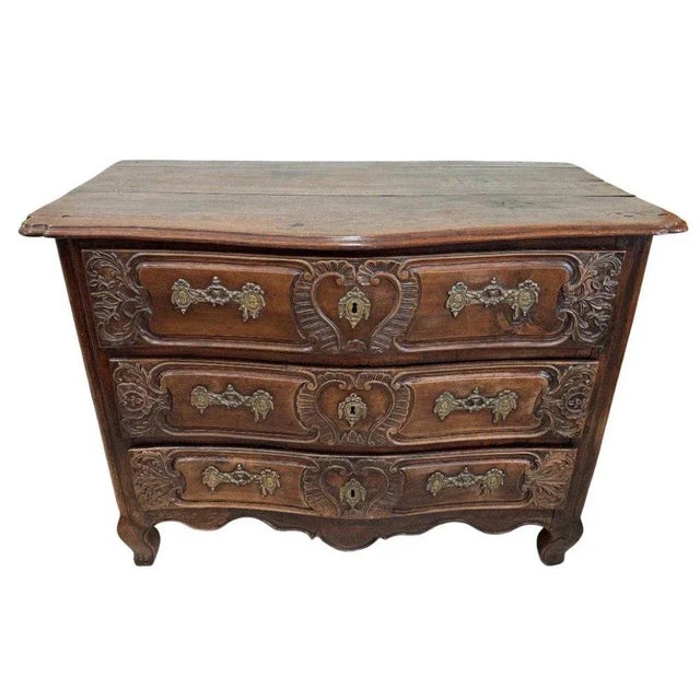 Curved Lyonnaise Chest of Drawers in Walnut For Sale - Image 4 of 9