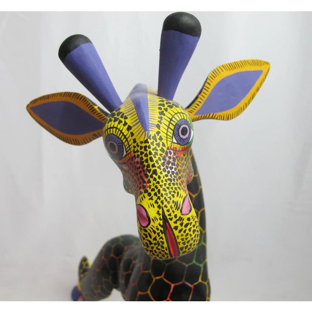 Wood Oaxacan Alebrije Hand Carved Giraffe Mexico Wood Folk Art Large Animal Figurine For Sale - Image 7 of 17