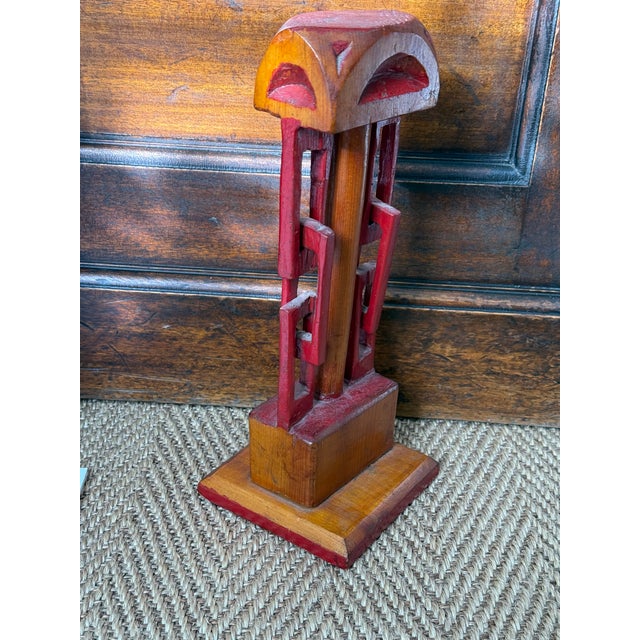 American Folk Art Red Painted Wood Chain Link Whimsy For Sale - Image 9 of 15