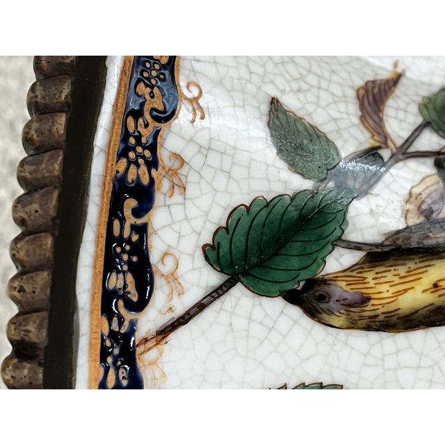 Pair of Fine Porcelain and Bronze Vases With Bird and Insect Motiff For Sale - Image 9 of 9