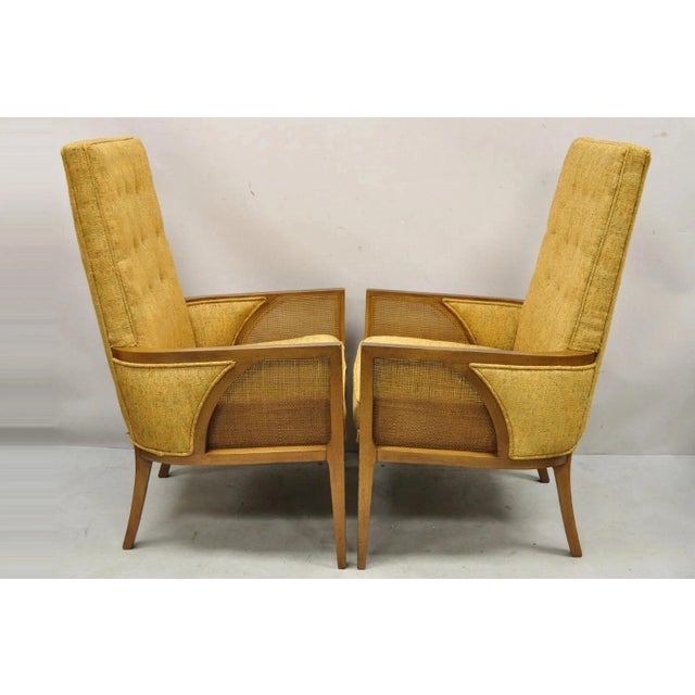 Mid Century Modern Hollywood Regency Sculpted Wood & Cane Lounge Chairs - Pair For Sale - Image 12 of 12