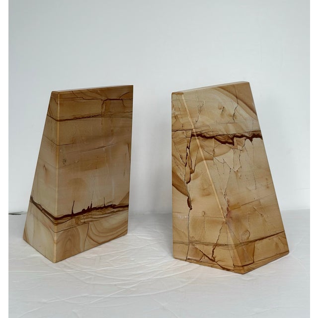 Gemstone 1970s Mid Century Architectural Tapered Picture Jasper Bookends - A Pair For Sale - Image 7 of 7