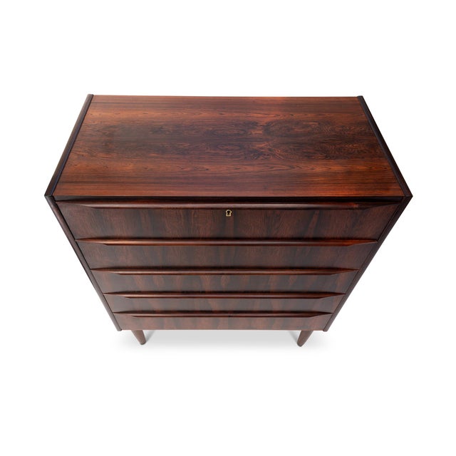 Vintage Danish Mid-Century Five-Drawer Rosewood Tallboy Dresser 1960s For Sale In San Francisco - Image 6 of 6