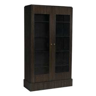NOIR Noho Hutch, Hand Rubbed Black with Light Brown Trim For Sale