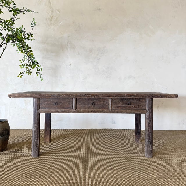 82"L x 25"D x 31.25"H BL : 52.5" x 22" H DR : 14.25" W x 4.75"D Top : 2" End clearance : 11" A clean, rustic table crafted...
