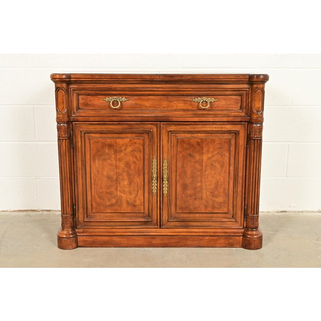 Drexel Heritage French Regency Louis XVI Burled Walnut Flip Top Server or Bar Cabinet, Circa 1960s For Sale - Image 14 of 14