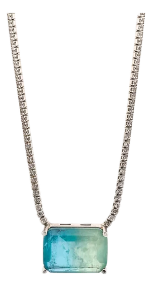 Paraiba Tourmaline Diamond Chain Happy Necklace