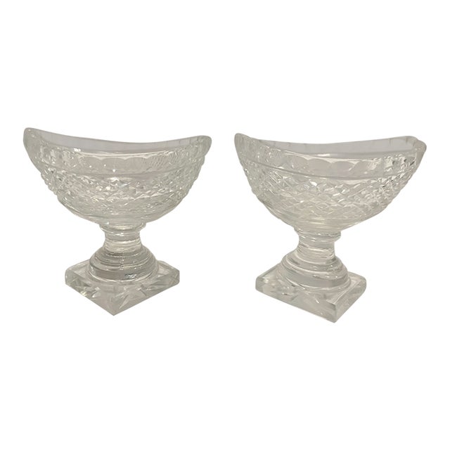 Antique Irish Cut Glass Salt Cellars - A Pair For Sale