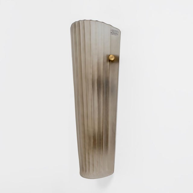 Murano Glass Wall Sconces in Satin Smoke Glass and Brass, Italy, 2000, Set of 2 For Sale - Image 4 of 9