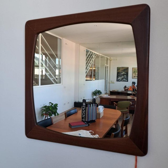 Vintage Danish Teak Wall Mirror, 1960s For Sale - Image 4 of 4