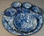 Metal Lot 7 Enamelware Dinnerware Blue & White Rabbit Swirl Spatterware Serving Tray, Mugs, Bowls, Creamer For Sale - Image 7 of 8