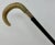 English Antique Vintage English Walking Stick Cane Wooden Gold Plated Cow Horn Handle For Sale - Image 3 of 8
