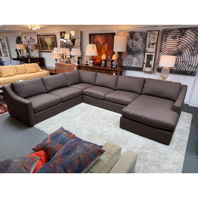Contemporary Arhaus Ashby Collection Sectional With Chaise Lounge, Wiley Earth For Sale - Image 3 of 12