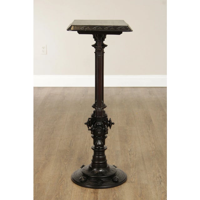 Ebony Victorian Renaissance Revival Antique Walnut Carved Pedestal For Sale - Image 8 of 12