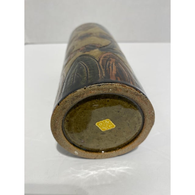 Mid 20th Century Mid 20th Century OMC Japanese Pottery Incised Vase For Sale - Image 5 of 7