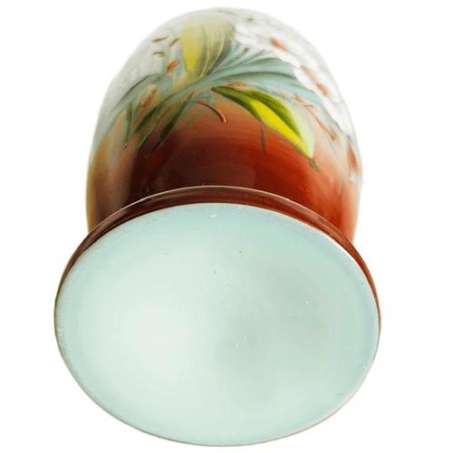 Antique Art Nouveau Uranium Floral Opaline Glass Vase, 1900s For Sale - Image 10 of 11