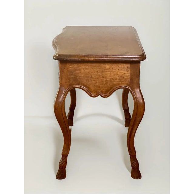 19th C. French Provincial Louis XV Style Carved Walnut Side Table With Drawer For Sale - Image 9 of 12