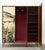 1960s mahogany veneered plywood coat rack The wardrobe features three doors decorated with a large mountain landscape...