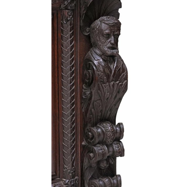 Mid 20th Century 1900's Antique Monumental, English Gothic, Elizabethan Revival, Carved Oak Sideboard!! For Sale - Image 5 of 9