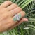 Art Nouveau Inspired Natural Emerald & Diamond Cocktail Ring for Women, Size 7 For Sale - Image 6 of 14