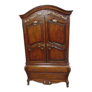 Louis XV Style Gilt Carved Bombay Cherry Armoire For Sale