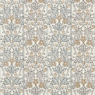 Morris & Co. Oak & Blossom Wallpaper in Mineral Blue/Linen For Sale