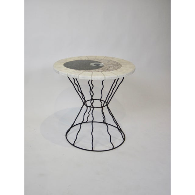 Memphis Era Stone & Glass Table on Wrought Iron Base With Third Eye Design Chairish