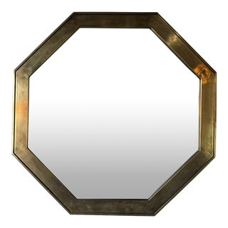 Hollywood Regency Octagonal Brass Wall Mirror by John Stuart For Sale