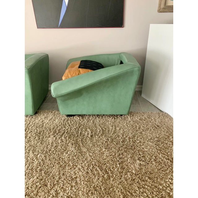 Brown Roche Bobois Lounge Chairs - A Pair - Custom Made Leather For Sale - Image 8 of 13