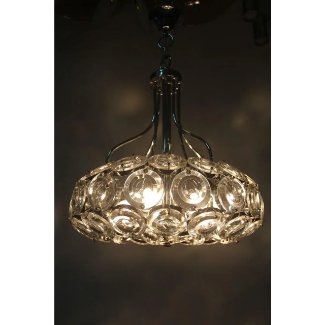 Vintage Italian Steel & Glass Chandelier, 1970s For Sale - Image 4 of 11