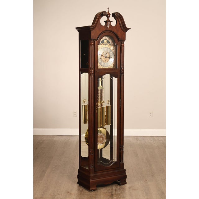 High Quality American Made Cherry Baldwin Grandfather Clock By Howard Miller, Model 611-200. Features A Classic Tall Case...