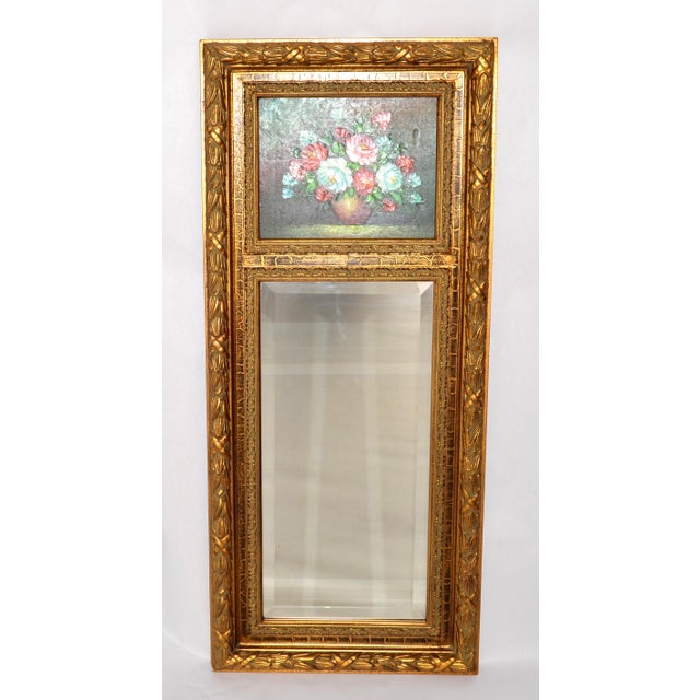 This exquisite early 20th-Century trumeau mirror is a stunning example of classical French craftsmanship, combining...