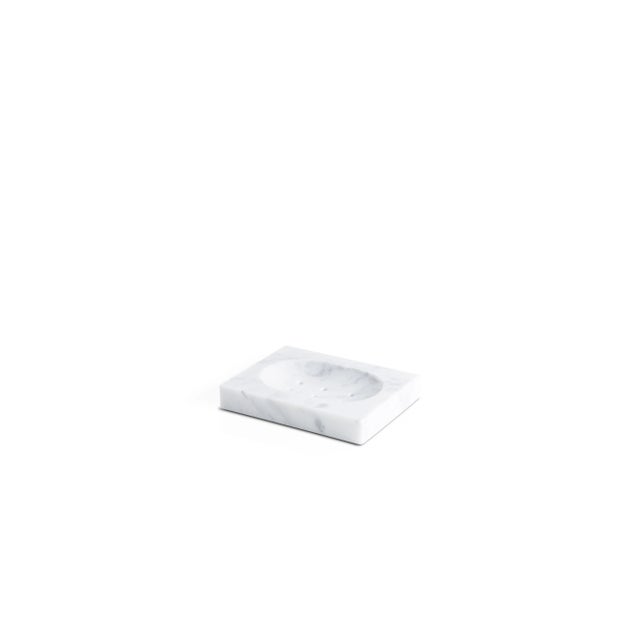 Contemporary White Carrara Marble Soap Dish from FiammettaV Home Collection For Sale - Image 3 of 3