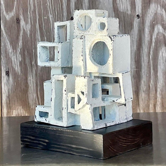 Vintage Boho Signed Abstract Brutalist Ceramic Sculpture For Sale In West Palm - Image 6 of 8