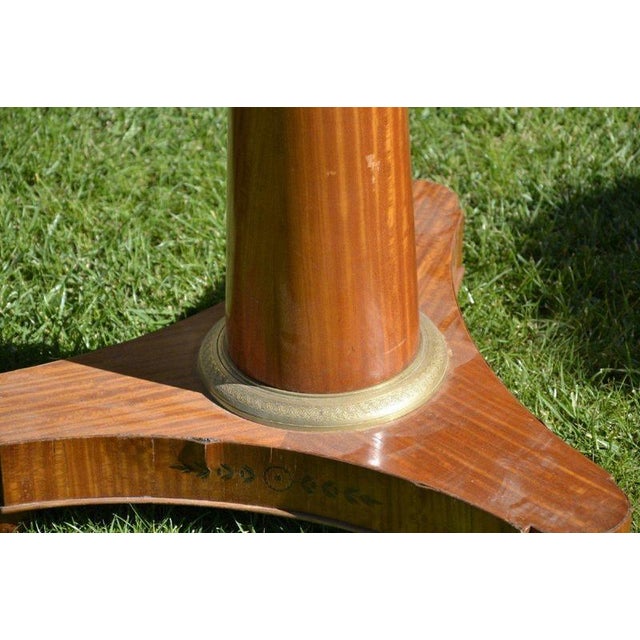 Brown Charles X Marquetry Pedestal Table For Sale - Image 8 of 10