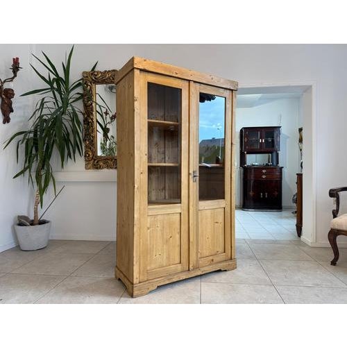 Brown Antique Farmhouse Display Cabinet in Natural Wood, 1890s For Sale - Image 8 of 13